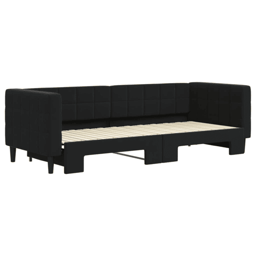 Sofá-cama, Sofá conversível com gavetão 80x200 cm veludo preto Sofá-cama, Sofá conversível com gavetão 80x200 cm veludo preto