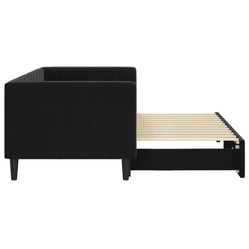 Sofá-cama, Sofá conversível com gavetão 80x200 cm veludo preto Sofá-cama, Sofá conversível com gavetão 80x200 cm veludo preto