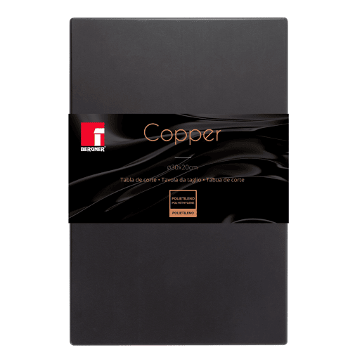 Tábua de corte Bergner Copper Black 30x20cm em polietileno - Resistente e durável