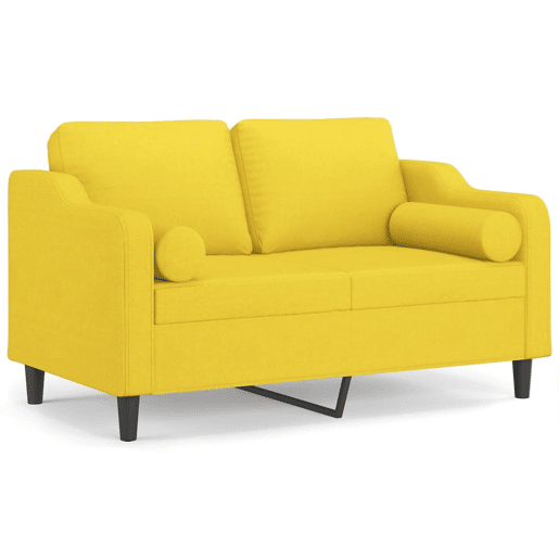 Sofá 2 lug. - Sofá fixo + almofadas decorativas 120 cm tecido amarelo-claro