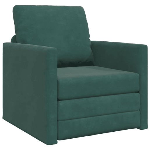 Sofá-cama, Sofá conversível Verde Escuro 74 x 77 x 81 cm Veludo