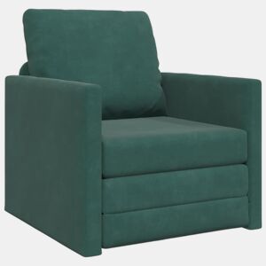 Sofá-cama, Sofá conversível Verde Escuro 74 x 77 x 81 cm Veludo