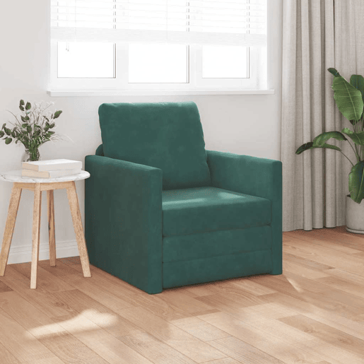 Sofá-cama, Sofá conversível Verde Escuro 74 x 77 x 81 cm Veludo