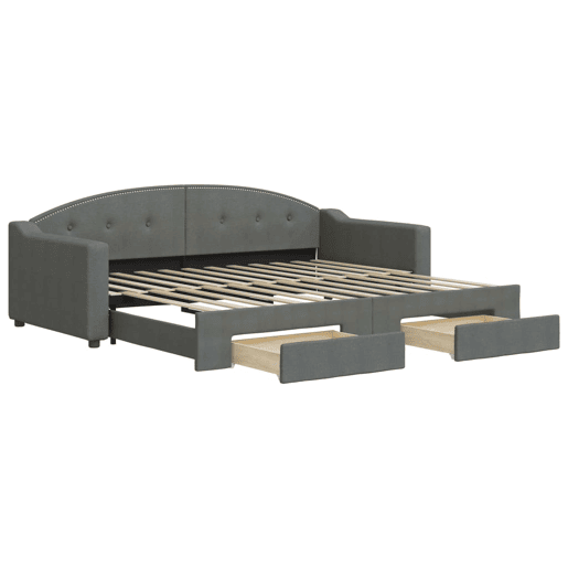 Sofá-cama, Sofá conversível c gavetão e gavetas 90x200 cm tecido cinzento-escuro