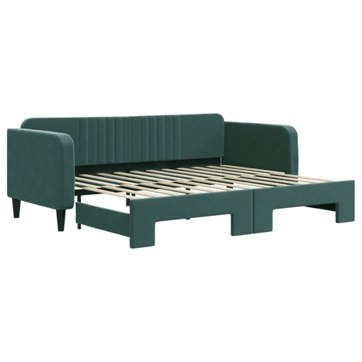 Sofá-cama, Sofá conversível com gavetão 90x200 cm veludo verde-escuro Sofá-cama, Sofá conversível com gavetão 90x200 cm veludo verde-escuro
