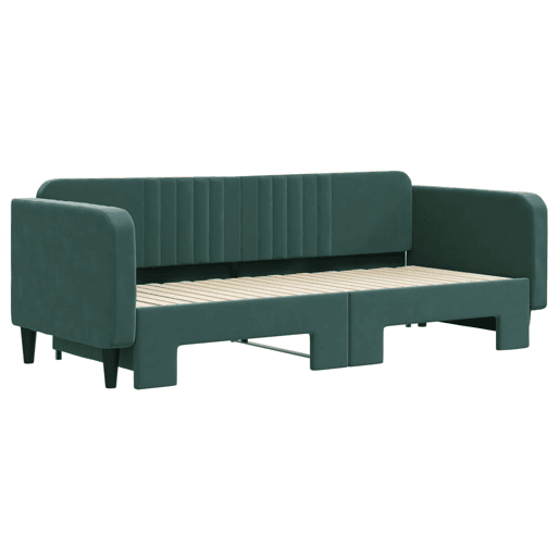Sofá-cama, Sofá conversível com gavetão 90x200 cm veludo verde-escuro Sofá-cama, Sofá conversível com gavetão 90x200 cm veludo verde-escuro