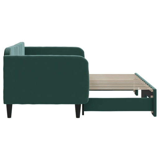 Sofá-cama, Sofá conversível com gavetão 90x200 cm veludo verde-escuro Sofá-cama, Sofá conversível com gavetão 90x200 cm veludo verde-escuro