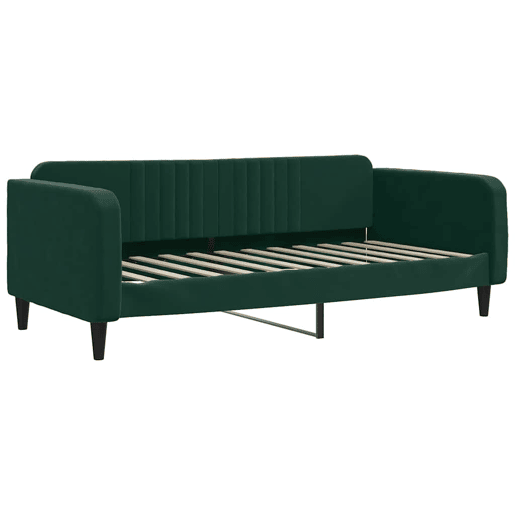 Sofá-cama, Sofá conversível com gavetão 90x200 cm veludo verde-escuro Sofá-cama, Sofá conversível com gavetão 90x200 cm veludo verde-escuro