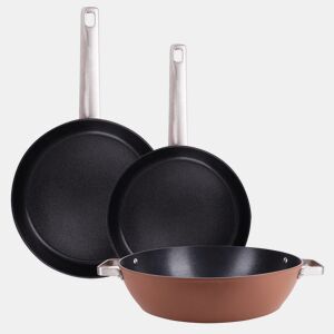 Conjunto de 2 frigideiras Ø28x5cm Ø30x5cm + caçarola Ø32x8cm em alumínio forjado AGROS San Ignacio