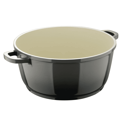 Conjunto de caçarola EXCALIBUR Bergner de 20 cm e 2,4 L com tampa de alumínio fundido + 2 utensílios de cozinha (colher e espátula) com cabo de silicone e madeira.