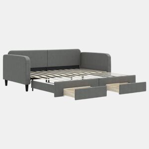 Sofá-cama, Sofá conversível c gavetãogavetas 100x200 cm tecido cinzento-escuro