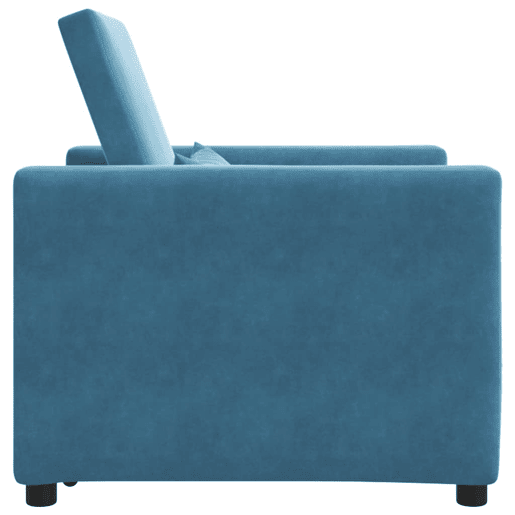 Sofá cama, Sofá conversível single com rodas Azul 90 x 165 x 87 cm Veludo