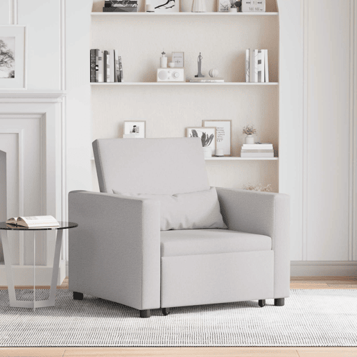 Sofá cama, Sofá conversível single com rodas Cinza Nuvem 90 x 165 x 87 cm tecido