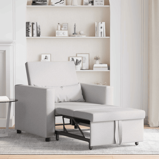 Sofá cama, Sofá conversível single com rodas Cinza Nuvem 90 x 165 x 87 cm tecido