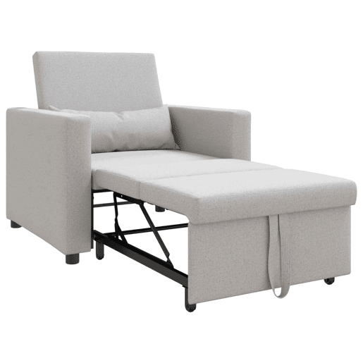 Sofá cama, Sofá conversível single com rodas Cinza Nuvem 90 x 165 x 87 cm tecido