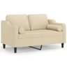 Sofá 2 lugares, Sofá fixo + almofadas decorativas 120 cm tecido cor creme