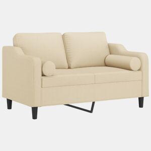 Sofá 2 lugares, Sofá fixo + almofadas decorativas 120 cm tecido cor creme