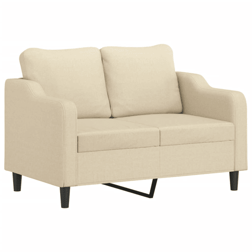 Sofá 2 lugares, Sofá fixo + almofadas decorativas 120 cm tecido cor creme Sofá 2 lugares, Sofá fixo + almofadas decorativas 120 cm tecido cor creme