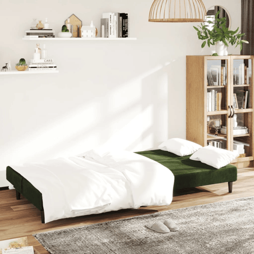 Sofá-cama, Sofá conversível de 2 lugares veludo verde-escuro
