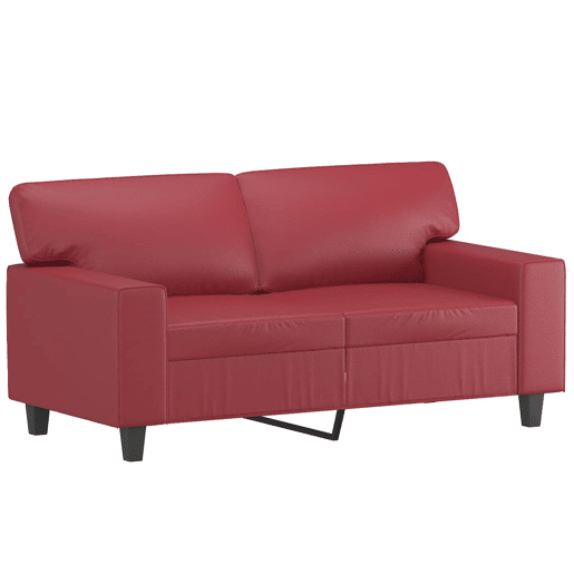 Sofá de 2 lugares - Sofá fixo 120 cm couro artificial vermelho tinto
