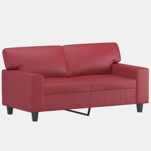 Sofá de 2 lugares - Sofá fixo 120 cm couro artificial vermelho tinto