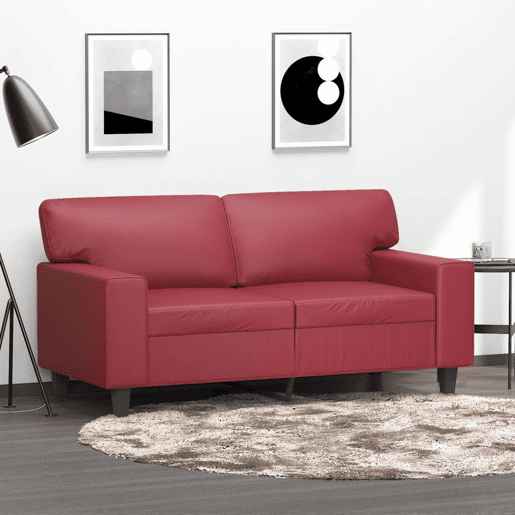Sofá de 2 lugares - Sofá fixo 120 cm couro artificial vermelho tinto