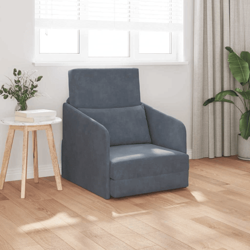 Sofá-cama, Sofá conversível Cinza Escuro 65 x 80 x 83 cm Veludo