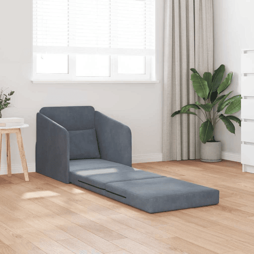 Sofá-cama, Sofá conversível Cinza Escuro 65 x 80 x 83 cm Veludo