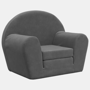 Sofá-cama infantil pelúcia macia antracite