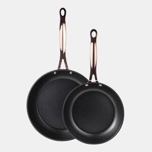 Conjunto de 2 frigideiras Ø20Ø24cm em alumínio forjado preto fosco com detalhes em cobre Bergner