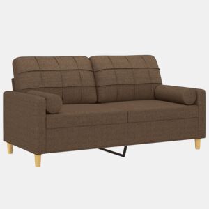 Sofá 2 lugares, Sofá fixo + almofadas decorativas 140 cm tecido castanho
