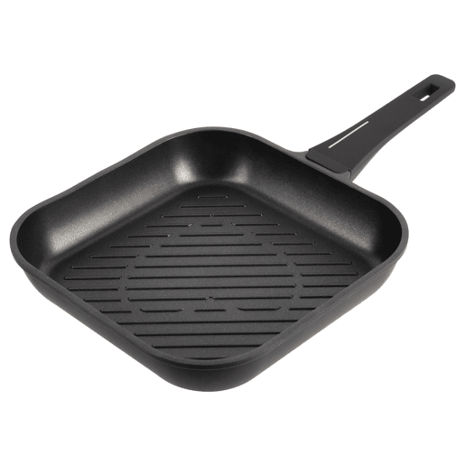 Grelha Bergner Copper de 28 cm em alumínio fundido antiaderente nas cores preto e cobre.