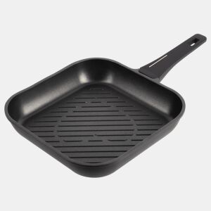 Grelha Bergner Copper de 28 cm em alumínio fundido antiaderente nas cores preto e cobre.