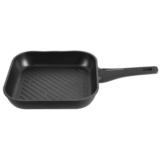 Grelha Bergner Copper de 28 cm em alumínio fundido antiaderente nas cores preto e cobre.