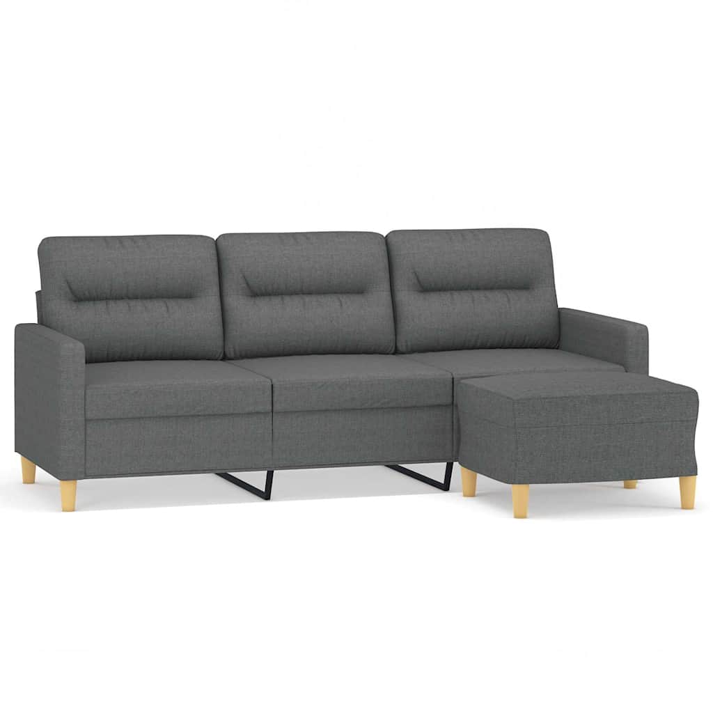 sofa de 3 plazas - sofa de salon con taburete de tela gris oscuro 180 cm