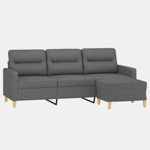 Sofá de 3 lugares - Sofá fixo com apoio de pés 180 cm tecido cinza-escuro