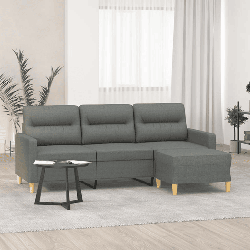Sofá de 3 lugares - Sofá fixo com apoio de pés 180 cm tecido cinza-escuro