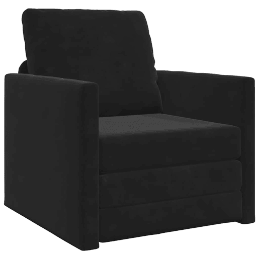 Sofá-cama, Sofá conversível Preto 74 x 77 x 81 cm Veludo