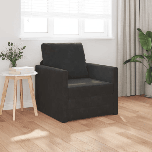 Sofá-cama, Sofá conversível Preto 74 x 77 x 81 cm Veludo