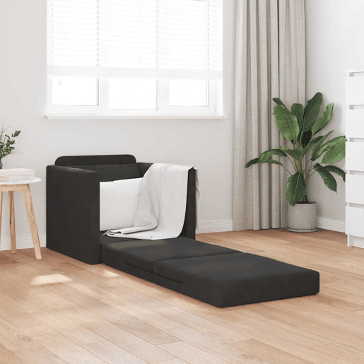 Sofá-cama, Sofá conversível Preto 74 x 77 x 81 cm Veludo