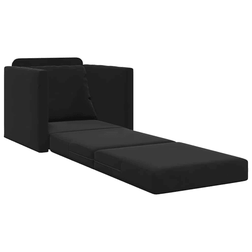 Sofá-cama, Sofá conversível Preto 74 x 77 x 81 cm Veludo