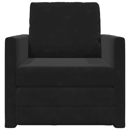 Sofá-cama, Sofá conversível Preto 74 x 77 x 81 cm Veludo