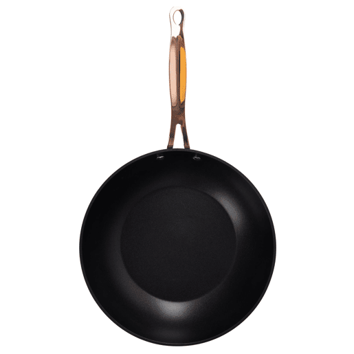 Wok Bergner Copper Ø28x7,8cm em alumínio forjado com acabamento preto fosco.