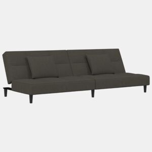Sofá-cama, Sofá conversível 2 lugares com duas almofadas veludo cinzento-escuro