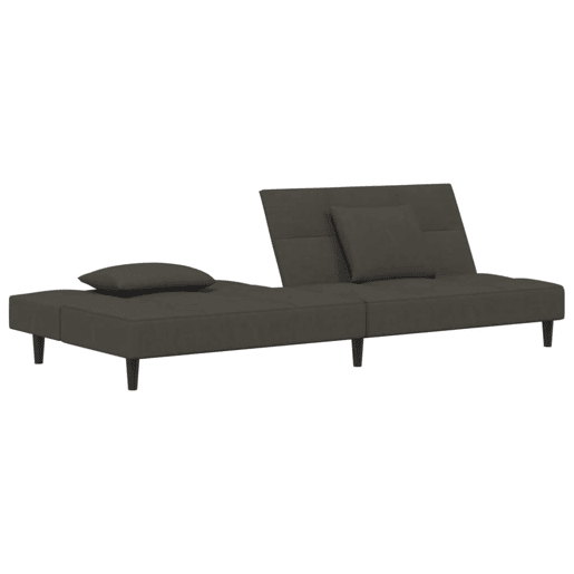Sofá-cama, Sofá conversível 2 lugares com duas almofadas veludo cinzento-escuro