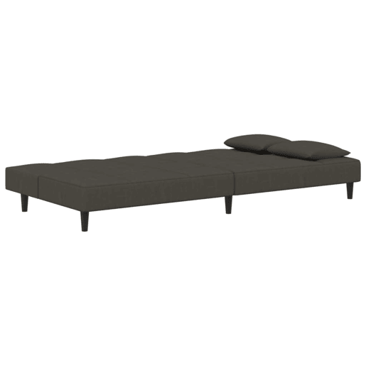 Sofá-cama, Sofá conversível 2 lugares com duas almofadas veludo cinzento-escuro