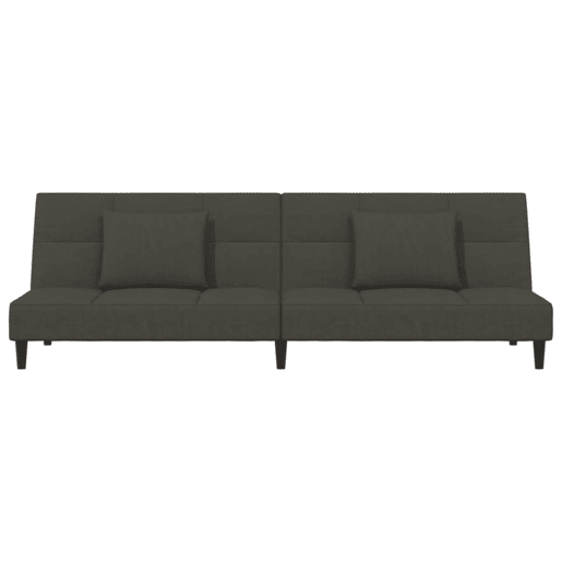 Sofá-cama, Sofá conversível 2 lugares com duas almofadas veludo cinzento-escuro