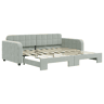 Sofá-cama, Sofá conversível com gavetão 90x190 cm veludo cinzento-claro