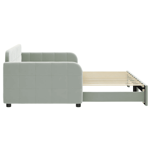 Sofá-cama, Sofá conversível com gavetão 90x190 cm veludo cinzento-claro