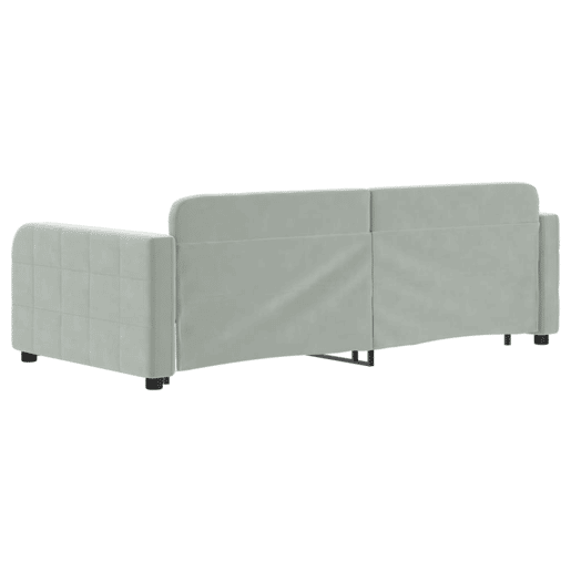 Sofá-cama, Sofá conversível com gavetão 90x190 cm veludo cinzento-claro